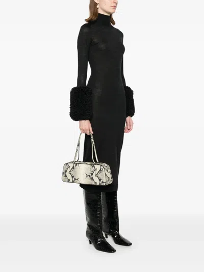 Khaite Simona Python-embossed Leather Shoulder Bag In White