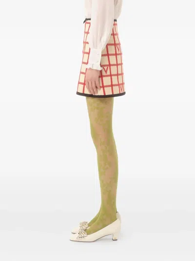 Valentino Grid-patterned Mini Skirt In Neutral