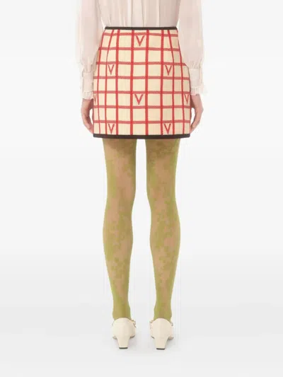 Valentino Grid-patterned Mini Skirt In Neutral