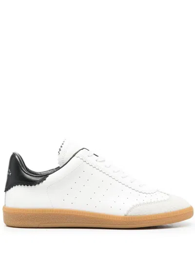 Isabel Marant Bryce White Low Top Sneakers With Suede Insert And Logo Detail In Leather Woman