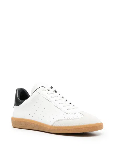 Isabel Marant Bryce White Low Top Sneakers With Suede Insert And Logo Detail In Leather Woman