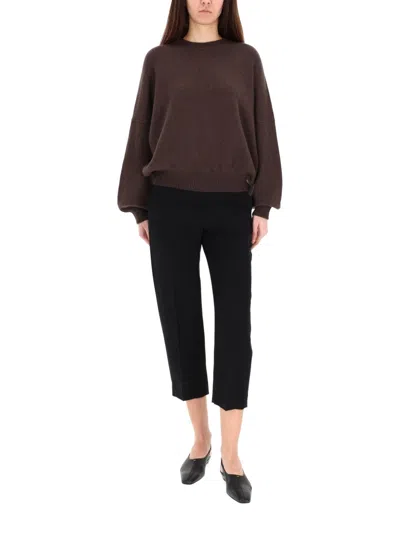 Khaite Margaux Cashmere Crewneck Sweater In Brown