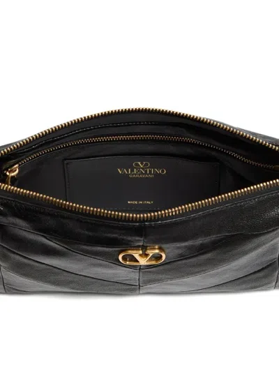 Valentino Garavani Panthea Small Shoulder In Nappa Leather With Chevron Pattern Bags In Black