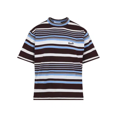 Prada Amaranth And Light Blue Striped Cotton T-shirt In Multi