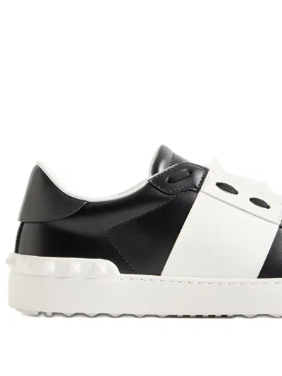 Valentino Garavani Open Leather Sneakers With Contrast Band And Stud Details Shoes In Black