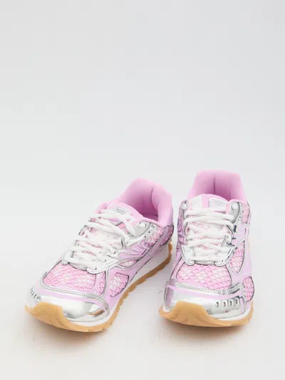 Bottega Veneta Lace-up Fastening Sneakers With Technical Fabric Lining In Pink