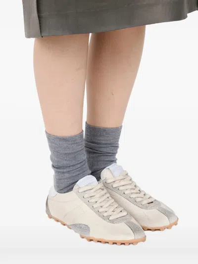Maison Margiela Sprinters Beige Sneaker With Insert Design And Serrated Sole In Leather Women In Neutral