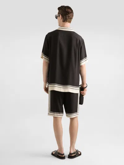 Dolce & Gabbana Men Hawaii Shirt With Logo And Striped Print In Multi