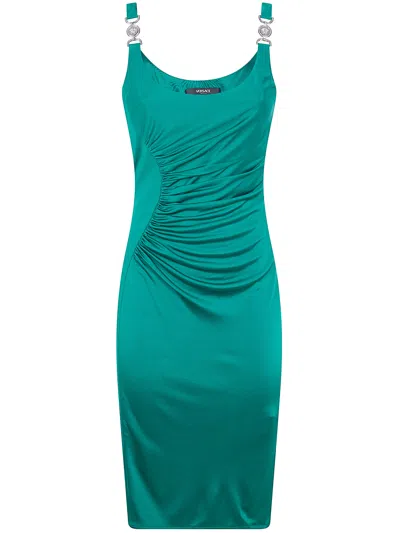Versace Cocktail Dress Responsible Vicose Liquid Jersey In Green