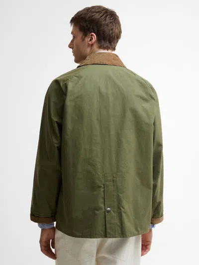 Barbour Green Solid Shirt Collar Jacket In Animal Print