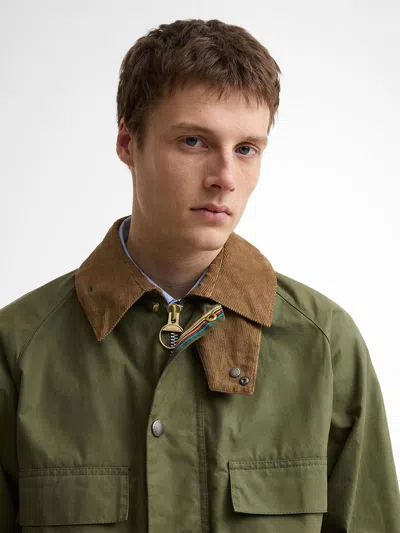 Barbour Green Solid Shirt Collar Jacket In Animal Print