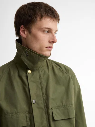 Barbour Green Solid Shirt Collar Jacket In Animal Print