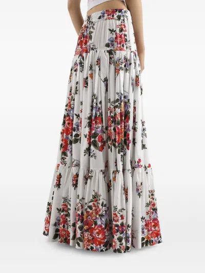 Dolce & Gabbana 'mazzo Di Fiori' Skirt In White