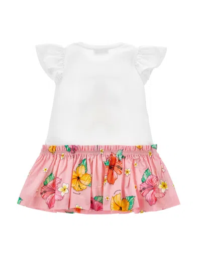 Monnalisa Moana-print Ruffled Dress In White