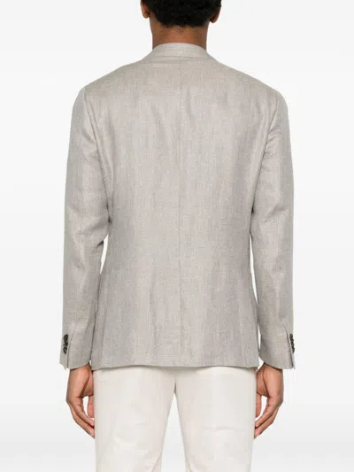 Corneliani Single-breasted Notched-lapels Blazer In Gray