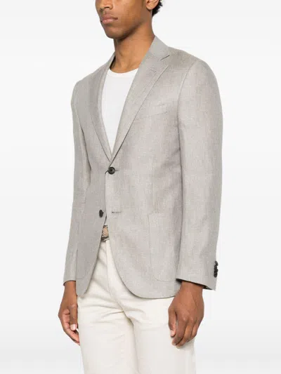 Corneliani Single-breasted Notched-lapels Blazer In Gray