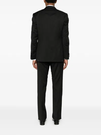 Corneliani Peak-lapel Virgin-wool Suit In Black