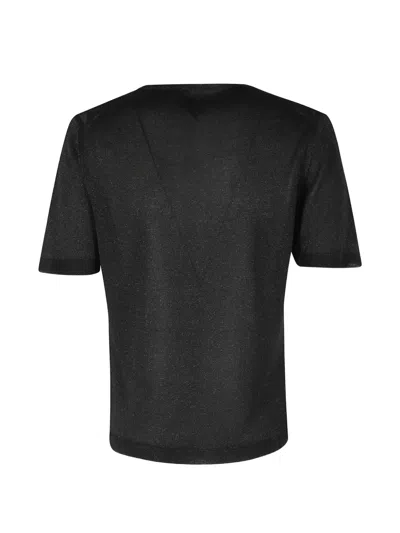 Gran Sasso Argyle-pattern Metallic-effect Sweater In Black