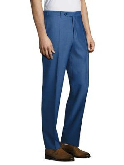 Shop Canali Traveler Wool Pants In Blue