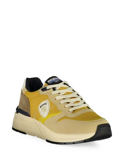 Blauer Beige Polyester Men Sneaker In Yellow