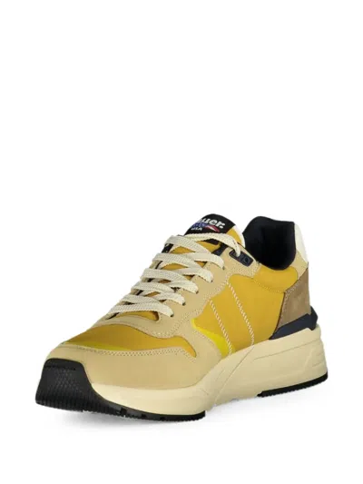 Blauer Beige Polyester Men Sneaker In Yellow