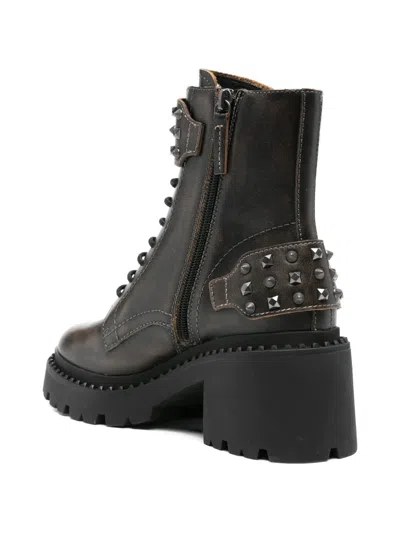 Ash Stud-embellished Buckled Boots In Black
