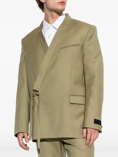 Kenzo Double Breasted Kimono Tailored Jacket In Green