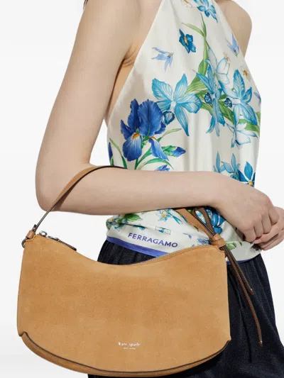 Kate Spade Loop Suede Knotted-strap Shoulder Bag In Brown
