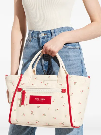 Kate Spade Dash Floral-print Canvas Tote Bag In Neutral