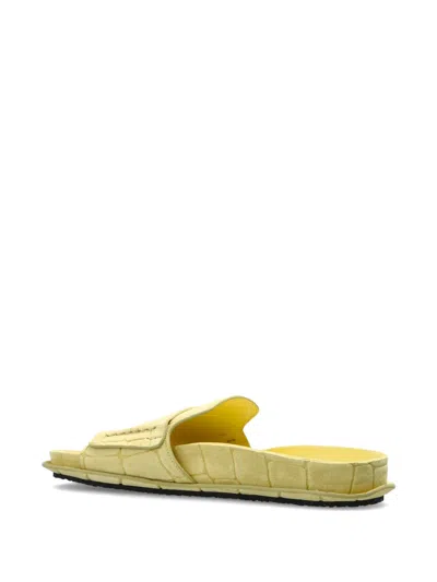 Jacquemus Croc-effect Leather Flat Sandals In Multi