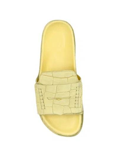 Jacquemus Croc-effect Leather Flat Sandals In Multi