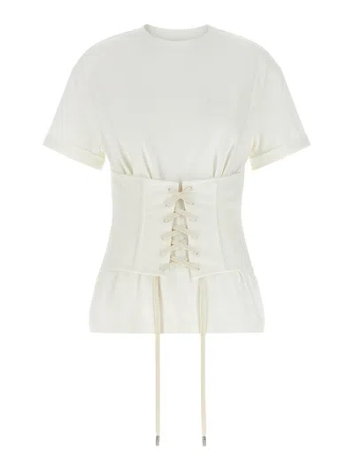 Alexander Mcqueen Mcqueen Cotton Jersey Corset T-shirt In White