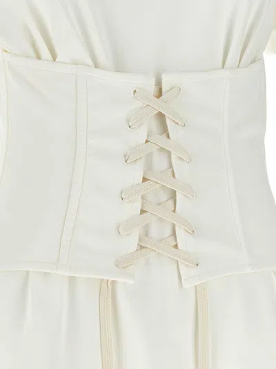 Alexander Mcqueen Mcqueen Cotton Jersey Corset T-shirt In White