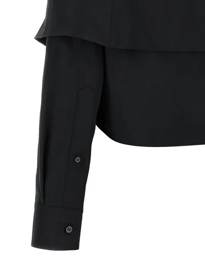 Balenciaga Off Shoulder Crop Shirt Long Sleeves In Black