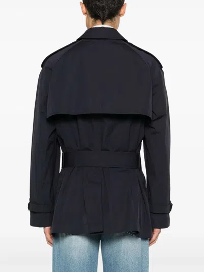 Burberry Double-breasted Coat In Blue