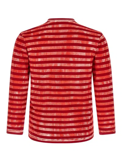 Comme Des Garçons Striped T-shirt In Red