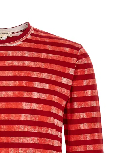 Comme Des Garçons Striped T-shirt In Red