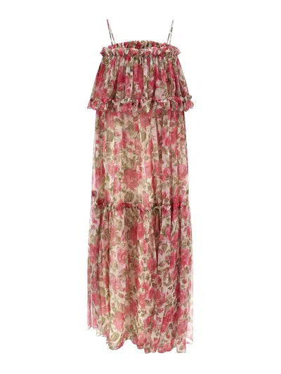 Chloé Chloe Floral Print Ruffled Silk-chiffon Maxi Dress In Multi
