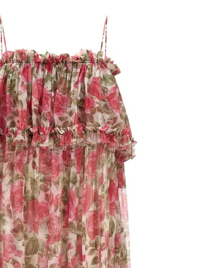 Chloé Chloe Floral Print Ruffled Silk-chiffon Maxi Dress In Multi