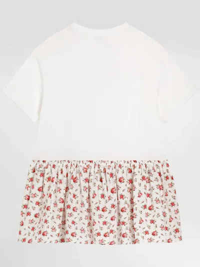 Dolce & Gabbana Small Rose-print Dress With Dg Patch In Pink