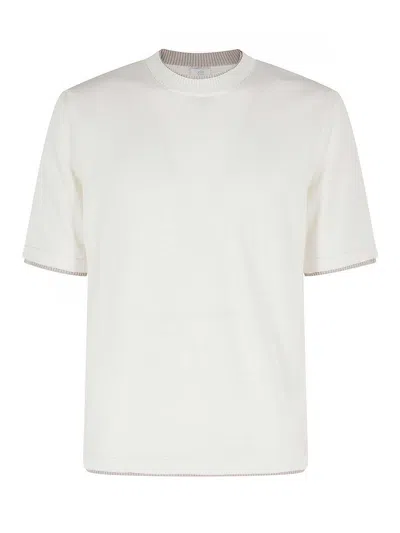Eleventy Striped T-shirt In White