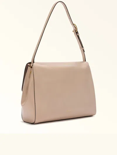 Furla Domus M Structured Neutral Leather Shoulder Bag In Neutral