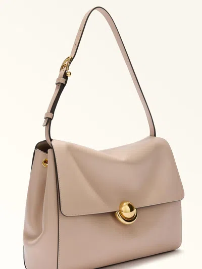 Furla Domus M Structured Neutral Leather Shoulder Bag In Neutral