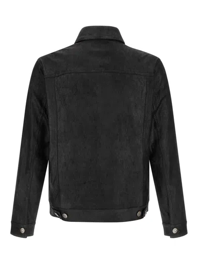 Giorgio Brato Black Solid Shirt Collar Jacket In Multi
