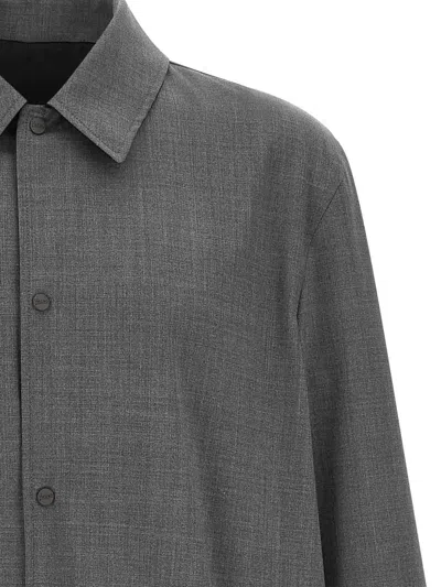 Herno Reversible Flight Line Jacket Long Cut In Gray
