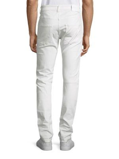Shop Pierre Balmain Moto Skinny Biker Jeans In Off White