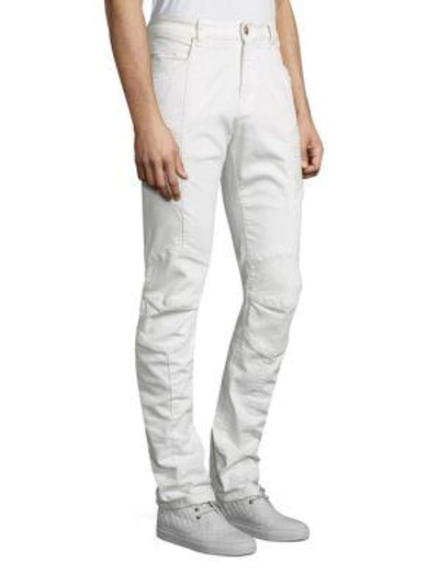 Shop Pierre Balmain Moto Skinny Biker Jeans In Off White