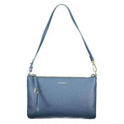 Coccinelle Leather Shoulder Bag Removable Handle Strap In Blue