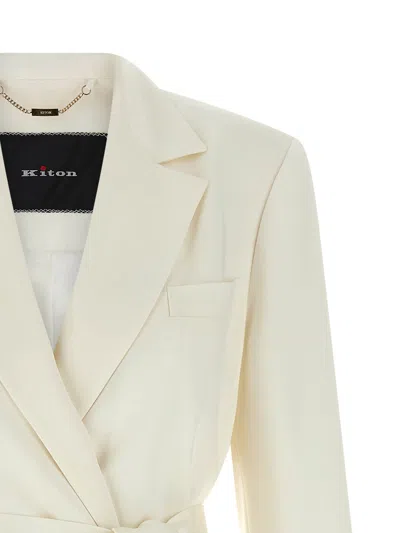 Kiton Silk Blazer In White