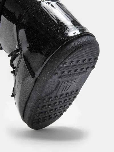 Moon Boot Icon Glitter Rubber Snow Boots In Black